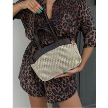 Özüm Takı Çanta A Kaiite Ithal Hasır Yavru Çantalı Kadın El ve Kol Çantası Acı Kahverengi