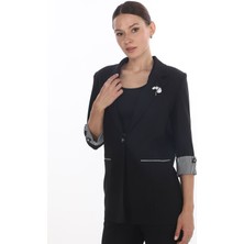 White Diamond Double Kol Detaylı Ceket 38 - Siyah