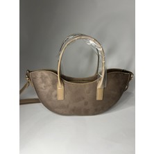 Özbu Oval Kesim Süet Fermuar Kapamalı El & Omuz Çanta