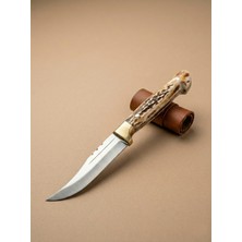 Özel El Işçiliği Geyik Boynuzu Sap Pirinç Balçak Kamp Bıçağı - 23 cm