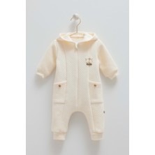 Caramell Good Vıbes Kapüşonlu Fermuarlı Tulum - TE2042 - Ekru - 9 - 12 Ay Ekru