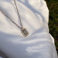 Atas Al Diamond Rose Altın Kaplama Baget Taş Dizilimli 925 Ayar Gümüş Kolye