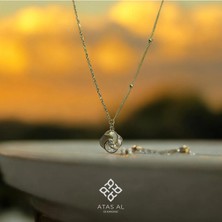 Atas Al Diamond Altın Kaplama Vicious Circle Tek Taş Detaylı 925 Ayar Gümüş Kolye