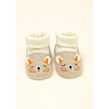 Minissa Baby Kids Bej Rengi Yumuşak Çoraplı Triko Bebek Patik Ilk Adım Panduf Kaydırmaz Taban