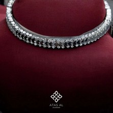 Atas Al Diamond Italyan Tasarım Pırlanta Dizme 925 Ayar Gümüş Bileklik Beyaz Altın Kaplama