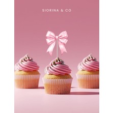 Pembe Fiyonk Tema Kürdan Cupcake Süsleri Pasta Kürdanı 10'lu Paket
