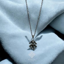 Atas Al Diamond Yonca Kalp Turkuaz Taşlı 925 Ayar Gümüş Kolye Italyan Tasarım