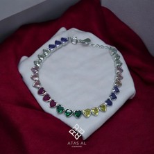 Atas Al Diamond Kalp Su Yolu 925 Ayar Gümüş Bileklik Italyan Tasarım