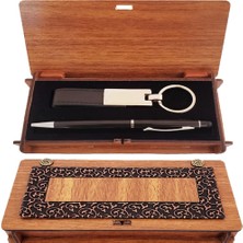 Avensyy Siyah Kalem ve Anahtarlık Ahşap Kutulu Set