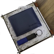 Avensyy Deri Mavi Anahtarlık Cüzdan Set Dekoratif Hediyelik