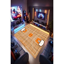 Reyhani Nba Sahası Desenli Kaymaz Taban Makinede Yıkanabilir Gaming Oyuncu Gamer Genç Odası Halısı