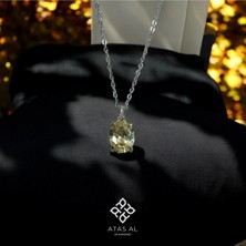 Atas Al Diamond Oval Kesim Sarı Alexandrite 925 Ayar Gümüş Kolye
