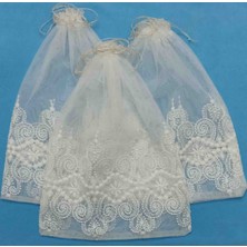 Fnt Güpür Desenli Tül Kese 26*36 cm Ebatında 3 Adettir Hediyelik Bohçalık Çeyizlik