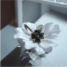 Atas Al Diamond Yonca Kalp Turkuaz Taşlı Italyan Tasarım 925 Ayar Gümüş Yüzük