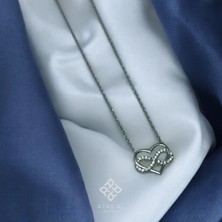 Atas Al Diamond Sonsuzluk Kalp Taş Işlemeli 925 Ayar Gümüş Kolye