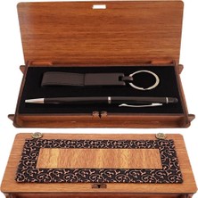 Avensyy Ahşap Kutulu Siyah Kalem Anahtarlık Dekoratif Hediyelik