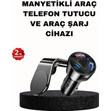 Adat Manyetik Araç Telefon Tutucu ve Hızlı Şarj Adaptörü 2’li Set