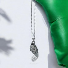 Atas Al Diamond Boks Eldivenleri Taş Ice Işlemeli 925 Ayar Gümüş Kolye