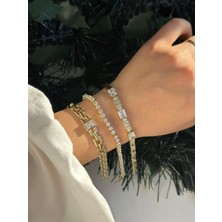 Luckyb Store Taşlı 14K Altın Kaplama Bileklik/ Soldan 3.