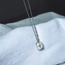 Atas Al Diamond Royal Shield Kraliyet Kalkanı Tek Taş 925 Ayar Gümüş Kolye