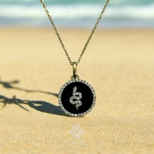 Atas Al Diamond Yılan Motifli Oval 925 Gümüş Kolye Siyah Detay