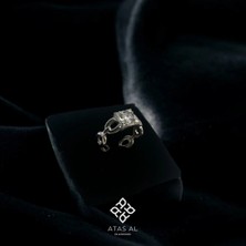 Atas Al Diamond Baget Yüzük 925 Ayar Gümüş Kare Taşlı