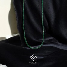 Atas Al Diamond Yeşil Su Yolu Taş Dizim 925 Ayar Gümüş Kolye