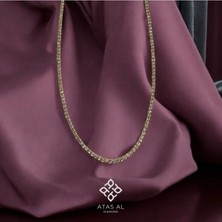 Atas Al Diamond Altın Kaplama Su Yolu Açık Pembe Taş Dizimli Kolye 925 Ayar Gümüş