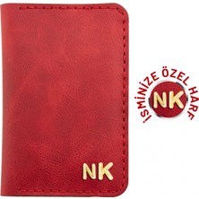 Değirmen Grup Isme Özel Dikey Mini Cüzdan - %100 Rainbow Deri - A010005 - Kırmızı