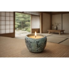 Cogo Seramik Yoga & Meditasyon Için El Yapımı Seramik Vanilya Aromalı Balmumu Mum | Japon Minimalist Tasarım