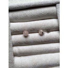 Pel Design M Pembe Kuvars Taşı Top Küpe Altın ve Gümüş Kaplama