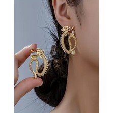 Alya's Aksesuar Incili Altın Kaplama Ejderha Küpeler