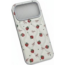 TG Case Store Iphone 17 Pro Çilek Desenli Puff Telefon Kılıfı