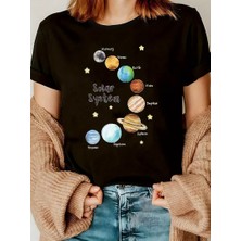 Eymora Gezegen Baskılı Rahat Tişort