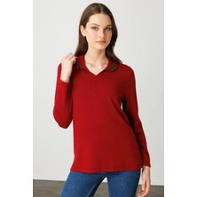 Centilmen Desen Polo Yaka Likralı Bluz  25091