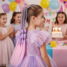 Balon ve Düz Salaş Örgülü Simli Lastikli At Kuyruğu / ACM06