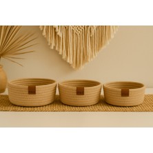 Efuliz Home 3'lü Hasır Sepet Takımı - Çok Amaçlı Organizer - Düzenleyici Sepet