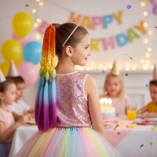 Balon ve Düz Salaş Örgülü Lastikli At Kuyruğu / ACM22