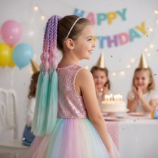 Balon ve Düz Salaş Örgülü Lastikli At Kuyruğu / ACM14