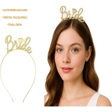 Altın Renkli Taşlı “bride” Gelin Tacı – El Yazısı Yazı Tipiyle