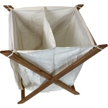 Rusthing Doğal Ahşap Iki Bölmeli Kirli Çamaşır Sepeti Banyo Çok Amaçlı Çamaşır Sepeti Ceviz Rengi