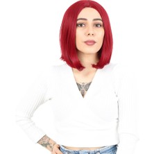 Seçkin Trend Fiber Sentetik Peruk Perçemsiz Kısa Düz / Kızıl