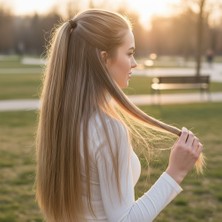 Fiber Sentetik Düz 8 Parça Çıt Çıt / Karamel Platin Röfleli