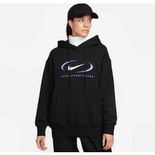 Nike Sportswear Graphic Oversized Fleece Pullover Hoodie Bol Kalıp Siyah Kadın Sweatshirt FN7698-010