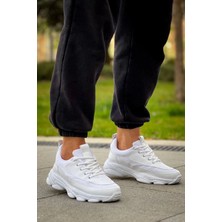 KB-707    Beyaz Cilt Yüksek Taban Bağcıklı Günlük Erkek Ayakkabı