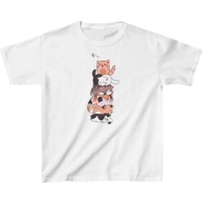 Velmora Fashion Çocuk Unisex Baskılı T-Shirt - Beyaz