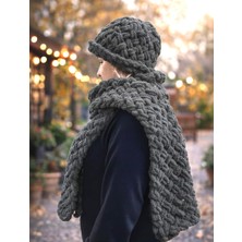 Mazsay El Örgüsü Atkı Bere Takımı Kıvırcık