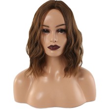 Fiber Sentetik Kısa Dalgalı Perçemsiz Peruk / Kumral