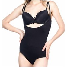 Siyah Açık Göğüs Çıtçıtlı Dikişsiz Korse - 756