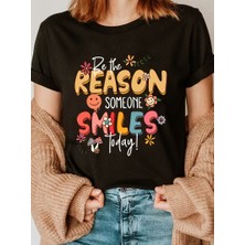 Eymora Slogan Baskılı Kısa Kollu Tişort